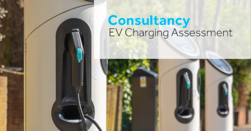 EV Charging Assessment with Chargers in background