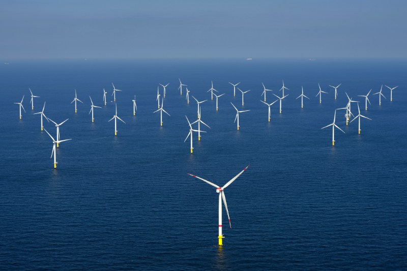 triton knoll wind farm in the sea